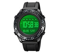 TONSHEN Sport Watch for Men 50M Waterproof Multifunction LED Electronic Double Time Digital Military Wristwatch Plastic Case with Rubber Band (Gray)