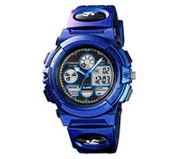 TONSHEN Sport Watch for Women and Teenagers LED Digital Outdoor Military Analog Quartz Watch Dual Timezone Waterproof Alarm Backlight Stopwatch Plastic Case with Rubber Strap (Purple)