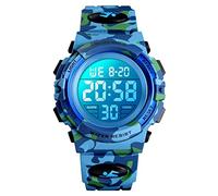 TONSHEN Sport Watches for Women Boy Child Multicolor LED Back Light 50M Waterproof Plastic Case with Rubber Band LED Digital Watch (Light Blue)