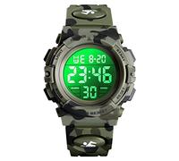 TONSHEN Sport Watches for Women Boy Child Multicolor LED Back Light 50M Waterproof Plastic Case with Rubber Band LED Digital Watch (Green)