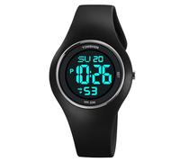 TONSHEN Unisex Digital Plastic Watch Waterproof LED Electronic Alarm Stopwatch Outdoor Military Sport Watch (Gold Silver)