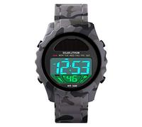 TONSHEN Unisex Digital Sport Solar Watch Multifunction Outdoor Military LED Electronic Alarm Stopwatch 50M Waterproof Watches for Men and Women Plastic Case with Rubber Band