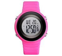 TONSHEN Unisex Digital Sport Watch for Men Women 50M Waterproof LED Back Light Electronic Alarm Stopwatch Plastic Watches (Red)