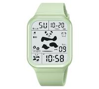 TONSHEN Unisex Fashion Panda Digital Watch Rectangular Plastic Case with Rubber Band 50M Waterproof Outdoor Military Multifunction LED Electronic Stopwatch Alarm Sport Watches (Green)