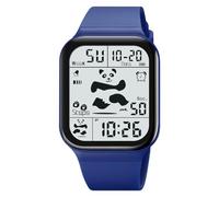 TONSHEN Unisex Fashion Panda Digital Watch Rectangular Plastic Case with Rubber Band 50M Waterproof Outdoor Military Multifunction LED Electronic Stopwatch Alarm Sport Watches (Blue)