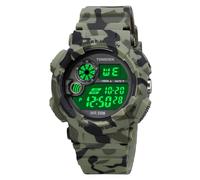 TONSHEN Unisex Outdoor Military Sport Digital Watch Waterproof LED Electronic Alarm Stopwatch Watch (Green Camo)