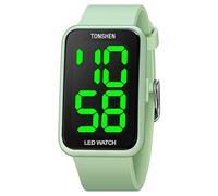 TONSHEN Unisex Outdoor Sport Watches for Men and Women Minimalism Waterproof Electronic LED Lights Digital Wrist Watch Plastic Case with Rubber Band (Blue)