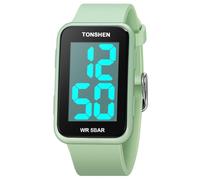 TONSHEN Unisex Outdoor Sport Watches Minimalism Waterproof LED Electronic Light Digital Plastic Watch with Rubber Band (Green)