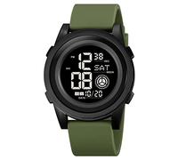 TONSHEN Unisex Sport Digital Watch Outdoor Multifunction Countdown Alarm Double Time Plastic Watches with Rubber Band Waterproof (Green 2)