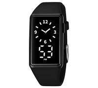 TONSHEN Unisex Sport Watches Minimalism Electronic LED Lights Digital Wrist Watch Plastic Case with Rubber Band (Black)