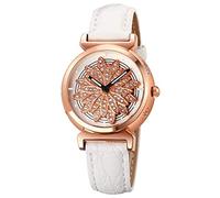 TONSHEN Women Fashion Watches Crystal Stainless Steel Case with Leather Band (White)