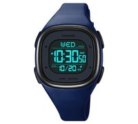 TONSHEN Women Watches Plastic Waterproof Sport Digital Outdoor Countdown Alarm Double Time Watch with Rubber Band (Blue 2)