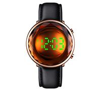 TONSHEN Womens Fashion Polygonal Crystal LED Digital Display Watch Stainless Steel Casual Dress Elegant Style Watches (Brown L)