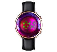 TONSHEN Womens Fashion Polygonal Crystal LED Digital Display Watch Stainless Steel Casual Dress Elegant Style Watches (Purple L)