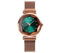 TONSHEN Womens Fashion Polygonal Crystal Stainless Steel Watch Casual Dress Elegant Style Watches (Green)