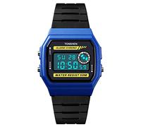 TONSHEN Womens Fashion Simple Multifunction LED Digital Watch for Girl 50M Waterproof Plastic Case with Rubber Band Outdoor Sport Watches Alarm Stopwatch (Blue)