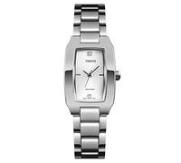 TONSHEN Womens Fashion Stainless Steel Watch for Girl Rectangular Dial Crystal Scale Casual Dress Watches Simple Design (Silver)