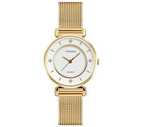 TONSHEN Womens Stainless Steel Analog Quartz Watch (Steel Gold)