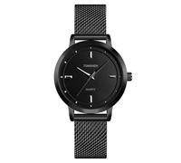 TONSHEN Womens Stainless Steel Crystal Analog Quartz Watch for Lady and Girl (Black)