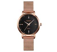 TONSHEN Womens Stainless Steel Crystal Analog Quartz Watch for Lady and Girl (Gold)