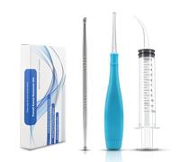 Tonsil Stone Remover and Oral Hygiene, Led Tonsil Stone Pick Tool - Curved Syringe - Stainless Steel Pick, Halitosis Treatment