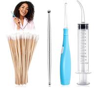 Tonsil Stone Remover Tool Set, Led Tonsil Stone Pick Tool Manual Tonsil Flusher Tonsil Cleaner Soft Floss Remover Stainless Steel Removal Tool Pick Tongue Scraper and 100 Cotton Swabs