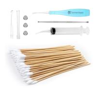 Tonsil Stone Remover Tool Set, Reusable Led Tonsil Stone Tool with LED Light Tonsil Flexibility Remover Irrigator Stainless Steel Removal Tool Tongue Scraper 100 Cotton Swabs for Halitosis Treatment