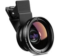 TONSINY 2-in-1 Macro & Wide Angle Lens Kit for iPhone 16/15/14/13/12/11/X/8/7/6, Samsung, Google & More - Black, Clip-On, Prime Lens Design, 37mm 0.45X Wide Angle, 15X Macro, Auto/Manual Focus