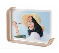 Tonsitian 1 x 10 x 15 cm L-shaped picture frame, sturdy photo frame made of birch wood, acrylic on both sides, can be placed horizontally or vertically, photo frame for table decoration (bright white)