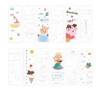 Tonsitian 36Pieces Color Your Own DIY Inspirational Bookmarks, 12 Styles 15x5CM Cute Animals Cartoon Hilarious Learning Bookmarks for Kids, Book Lovers, Teachers, Students Classroom Rewards Supplies