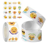Tonsmile 1000 PCS Stickers for Children, 2 Rolls Emoji Happy Face Smiley Motivational Encouraging Well Done Reward Stickers, Potty Training Teachers Stickers for School