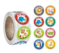 Tonsmile 1000 PCS Stickers for Children, Motivational Encouraging Animal Well Done Reward Stickers, 2 Rolls Potty Training Teachers Stickers for School Classroom