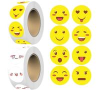Tonsmile Smiley Face Sticker, 2 Rolls 1000 PCS Motivational Encouraging Well Done Happy Face Emoji Reward Stickers, Labels Scrapbook Potty Training Teachers Stickers