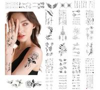 Tonsmile Temporary Tattoos, 30 Sheets Custom Long Lasting Waterproof Personalised Fake Tattoos Semi Permanent Tattoos For Men or Women, Black (11x 6 Certimeters)