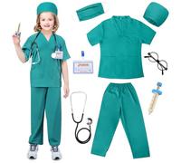 TonStyle Doctor Costume Set for Kids-Kids Toys, Mens and Womens Hospital Doctors Scrub Top Set,Toddler Nurse Scrubs with Accessories Halloween Dress Up Cosplay For Boys Girls 3-11 Years (L)