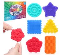 TonStyle Fidget Toys Sensory Stone for Kids, 6 PCS Textured Soft Worry Stone for Autism Kids, Fidget Stress Toys for Students Anxiety Relief Calming Silicone Worry Stone Travel Fidgets Toy