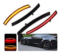 Tonsya 4 pcs Amber & red Led Lamps Smoked Lens kit Compatible with With 2014 2015 2016 2017 2018 2019 Chevrolet Corvette C7 Replace OEM Bumper Front Rear side marker lights 4 pcs