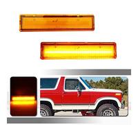 Tonsya For 1980 1981 1982 1983 1984 1985 1986 Ford BRONCO F-150 F-250 F-350 Front Bumper Side Marker Lights Amber Lens LED