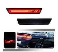 Tonsya logo style Full Red Led Smoked lamp kit Compatible With 2008-2014 Dodge Challenger & for 2011-2014 Dodge Charger Rear Bumper Side Marker Lights 2pc