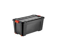 Tontarelli Flip & Store Black 80L Stackable Wheeled Storage Box With Lid