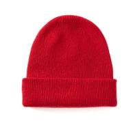 tonten 100% Pure Cashmere Dual-Layer Beanie for Women, Winter Thick Soft Warm Women's Ski Caps (Red)