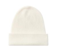 tonten 100% Pure Cashmere Dual-Layer Beanie for Women, Winter Thick Soft Warm Women's Ski Caps (White)
