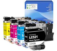 TONTINTA LC521 LC521VAL Compatible Ink Cartridges Standard capacity LC521BK LC521C LC521M LC521Y for Brother DCP-J1260W DCP-J1310DW DCP-J1313DW DCP-J1360DW DCP-J1460DW Printers (4 Color Set)