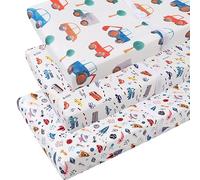 Tontukatu Changing Pad Cover Set 3 Pack Jersey Knit Ultra Soft for Baby Boys Girls Rocket Satellite/Car/Bus