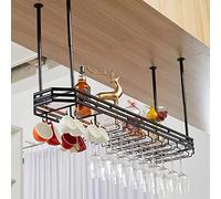 Tonuuoei Ceiling Hanging Wine Glass Rack 30-60cm Adjustable Height LOFT Bottle Holder Decoration Stemware Goblet Shelf for Bars-120cm