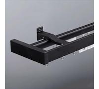Tonuuoei Double Curtain Track Rail System Heavy Duty Wall Mounted Rod for Living Room Bedroom Hotel Easy Installation Black 1.6m (5.2ft)