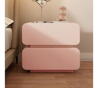 Tonuuoei Solid wood Nightstand, Mid Century Modern Night Stands, Side Table with 2 Pine Drawers and Invisible handles, Sturdy stable, End for Home, Office, Living Room, Bed Room(Pink,50cm)