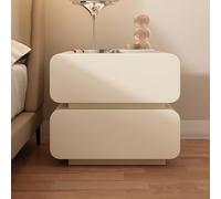 Tonuuoei Solid wood Nightstand, Mid Century Modern Night Stands, Side Table with 2 Pine Drawers and Invisible handles, Sturdy stable, End for Home, Office, Living Room, Bed Room(Off-white,45cm)
