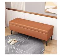 Tonuuoei Storage Ottoman Bench Entryway Bedroom Leather with Seating,Upholstered End of Bed for Bedroom,Large Foot Rest (Color : Orange, Size 80CM)