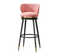 Tonuuoei Swivel Barstools Set of 1/2/3/4, Upholstered Counter Stool with Back, Kitchen High Chairs Metal Leg, Velvet Seat for Home Kitchen(Pink 1 PCS,65cm(25.6"))